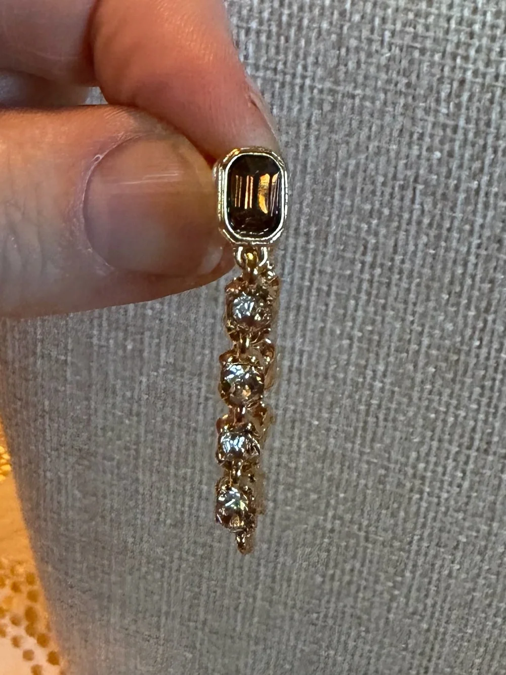 Gold-Tone Brown and White Crystal Drop Earrings - Elegant Women’s Jewelry